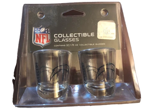 Los Angeles Chargers Shot Glass Set of 2 New NFL Boelter 2oz Gameday Tailgate Cover