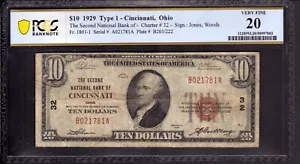 1929 $10 SECOND NATIONAL BANK NOTE CURRENCY CINCINNATI OHIO PCGS B VF 20 - Picture 1 of 2