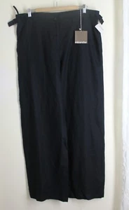 NWT Eskandar Sz 2 Black Linen Tab Trouser Pants 34"Inseam, Hem to Fit - Picture 1 of 9