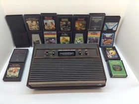 Atari 2600 Woodgrain 4 Switch System 18 Games NO CONTROLS OR CABLES UNTESTED