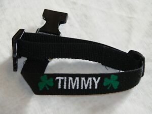 Personalized Dog Collar Embroidered Name and Clover Design Irish St Patricks Day
