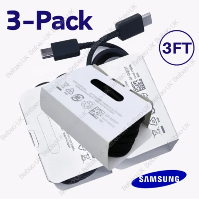 3Pack For Samsung Galaxy Note10 S20 Ultra 3ft USB-C Type-C Fast PD Charger Cable - Image 1 of 4