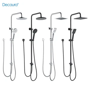 Decaura 8"/9" Round/Square Rain Shower Head Sliding Rail Set Mixer Taps WELS - Picture 1 of 85