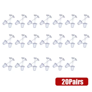 20 Pairs Invisible Clear Plastic Silicone Studs Earrings Kids Girl Jewelry Gift - Picture 1 of 12