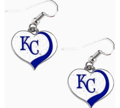 Kansas City Royals MLB Swirl Heart Dangle Earrings ( PSG Version ) Cover