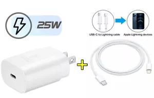 25W PD Fast Wall Charger Power Adapter USB-C to iPhone Cable For iPhone11 12 Pro - Picture 1 of 4