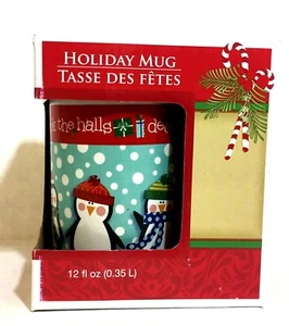 Royal Norfolk Penguin Christmas Holiday Coffee Mug/Cup “Deck The Halls” 12 oz - Picture 1 of 8