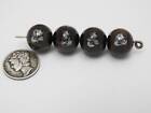 Dark Chocolate Floral (12mm) Rare Vintage West German Round Glass Beads