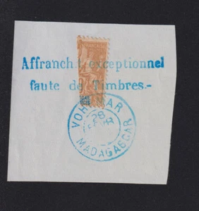 ❤️ Timbre de Madagascar colonie, N° 92A moitié de 30 c Groupe sur fragment ❤️❤️ - Imagen 1 de 1