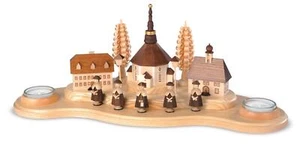 Kerzenständer Kerzenhalter Seiffener Dorf groß natur Teelichter (LxBxH):40x16x16 - Bild 1 von 1