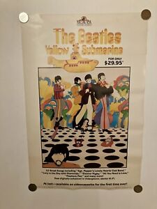Affiche promotionnelle sous-marine jaune des Beatles MGM/UA 1987
