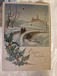 Cartolina Buon Natale Vischio Paesaggio Innevato PI982* - Picture 1 of 2