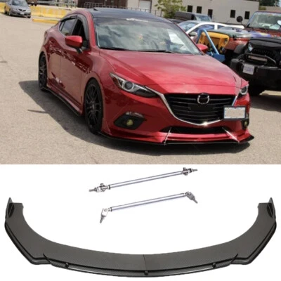 Kits de carrocería de parachoques delantero estilo fibra de carbono + varillas de puntal para Mazda 2 3 5 6 Foto 1 de 4