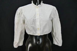 Gr.44 Dirndlbluse weiß Bluse für Dirndl Baumwolle mit Spitze B10838 - Bild 1 von 4