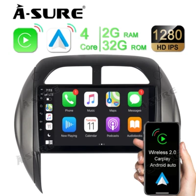 Autoradio Android 14 CarPlay 2DIN GPS Navi WiFi 2+32GB per Toyota RAV4 2003-2006 - Immagine 1 di 4