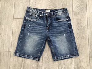 HERREN ALCOTT RIPPED DETAIL DENIM SHORTS BLAU VERWASCHEN DENIM GRÖSSE 32 - Bild 1 von 2