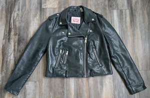 Levi's Giacca Moto Donna Ecopelle Nera Cerniere Taglia Large Moto - Foto 1 di 10