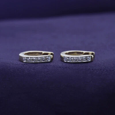 Pendiente de aros de oro amarillo de 10 quilates 13 mm para hombres damas niños detalles de diamantes Foto 1 de 4