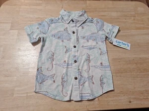 New Boys Size 18 Month Button Up T-shirt By Carter's Child Of Mine - Picture 1 of 4