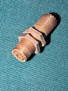 UHF bulkhead feed-through connector, female-female, 2" overall length - Picture 1 of 1