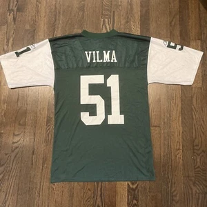 New York Jets Jersey Mens Medium Vilma Reebok Green - Picture 1 of 8