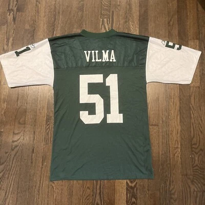 New York Jets Jersey Mens Medium Vilma Reebok Green - Image 1 of 4