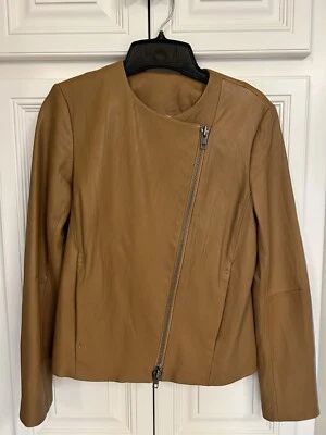 CHAQUETA MOTO VINCE CUERO MUJER MARRÓN PEQUEÑA NUEVA Foto 1 de 4