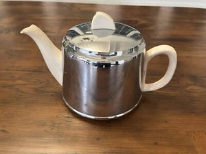 Vintage MCM Teapot w/ Insulated Aluminum Cozy Cover And Bakelite Knob - Picture 1 of 2