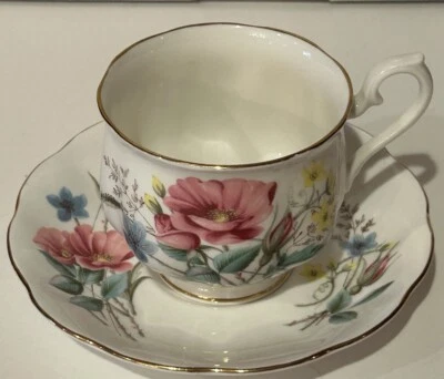 China de hueso Royal Albert de colección•Inglaterra•Rosa silvestre•Taza de té y platillo Foto 1 de 4