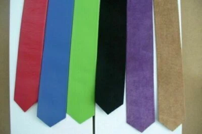 Corbata de cuero de diseñador hecha a mano 100 % piel de cordero real colección clásica para hombre Foto 1 de 3