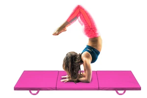 6 Fuß x 2 Fuß Gymnastikmatte 2 Zoll hohe Dichte PU EPE dreifach faltbare Trommelmatten lila - Bild 1 von 2