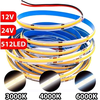 COB LED Streifen Stripe 12V 24V Leiste Band Lichtschlauch Lichterkette 12W 1 -5M - Bild 1 von 4