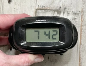 Sharp Digital Alarm Clock, Black, LCD Display, Battery Operated, Travel Clock - Picture 1 of 6