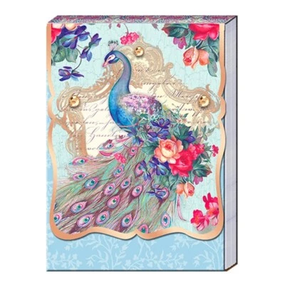 Punch Studio Blushing Peacock Floral Pocket Notepad 75 Printed Sheets 3" x 4" - Image 1 of 3
