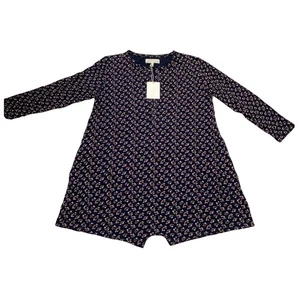 THE GREAT. Sleep Henley Romper Size 2 Navy Floral Print  Pajamas - Picture 1 of 8