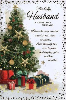 SIMON ELVIN Husband Christmas Card Large Traditional Design Lovely Verse 9"x6"