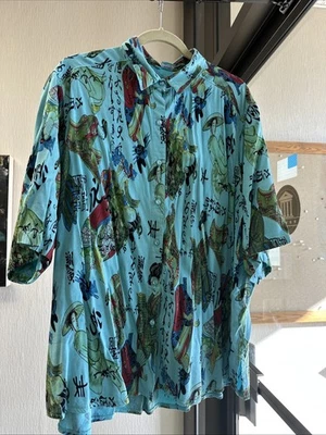 Mujer Talla Grande 3X Camisa Tianello Chaqueta Top Botón, Mangas Cortas Frontales, Foto 1 de 4