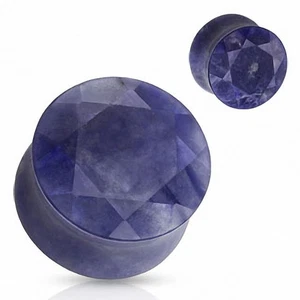 Piercing Plug Semi Precious Stone Sodalite Facets - Picture 1 of 1