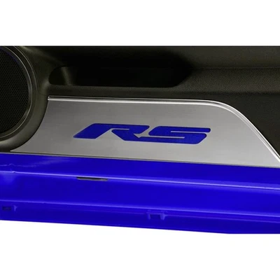 Panel de puerta placas de retroceso azul fibra C incrustación 'RS' para Camaro 2010-2015 [cepillado] Foto 1 de 4