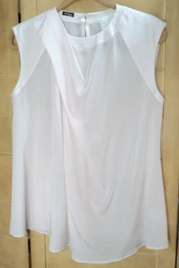 Kiton Napoli Damen Bluse Seide ärmellos, creme mit roten Tupfen 44, maßgeschneidert - Bild 1 von 15