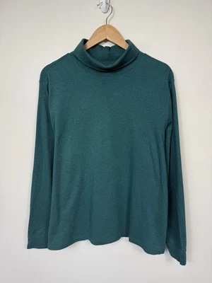 LL Bean Turtleneck 2X Green Women  100 % Cotton Long Sleeve Christmas - Image 1 of 4