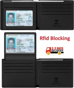 Billetera Hombre Carteras De Cuero Men Minimalista Delgadas Bloqueo RFID Para-US - Bild 1 von 9