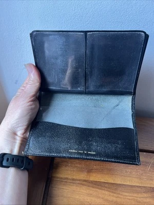 Morocco Leather Wallet Black Vintage Bifold Made In England 4x6.5” - Image 1 of 4