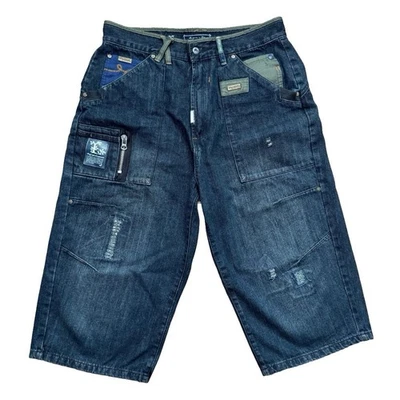 Vintage LRG Denim Surplus 3/4 Length Baggy Denim Shorts 36x20 Shants Skater Y2K - Image 1 of 4