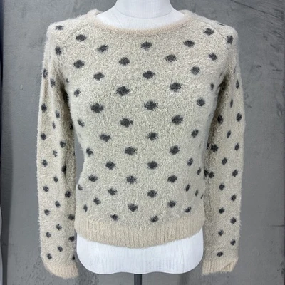 Suéter Anthropologie Polilla Pequeño Beige Gris Lunares Suéter Suave Acogedor Foto 1 de 4