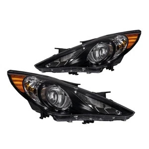 AUTOSITY Headlight Assembly, 1 Pair Headlight Assembly Amber Chrome Replacement - Foto 1 di 7