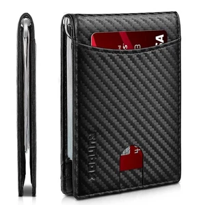 Slim Wallet for Men Genuine Leather RFID Blocking Bifold Minimalist Front Poc... - Picture 1 of 8