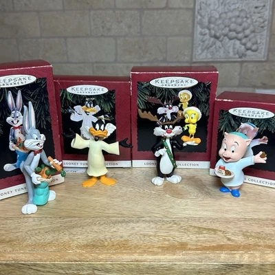 Lote de 4 adornos Hallmark Keepsake Looney Tunes Sylvester Piolín Bugs Bunny Foto 1 de 4