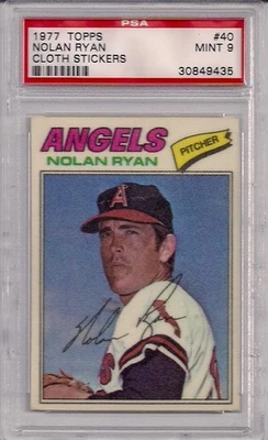 1977 Topps Cloth Stickers #40 Nolan Ryan PSA 9 Mint Angels HOF - Image 1 of 2