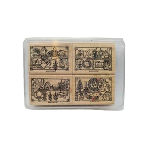 Stampin' Up! 1999 vintage Juego de 4 estampillas de goma de madera temporadas manualidades navideñas - Imagen 1 de 14